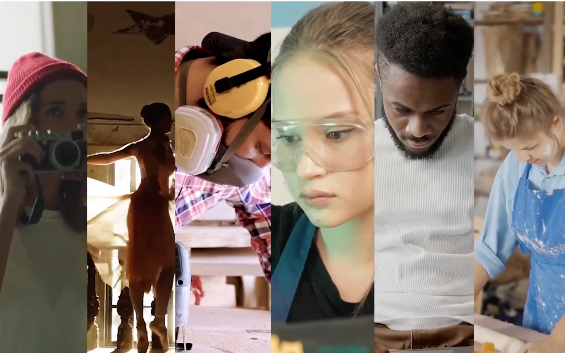 Collage of small business owners and makers at work