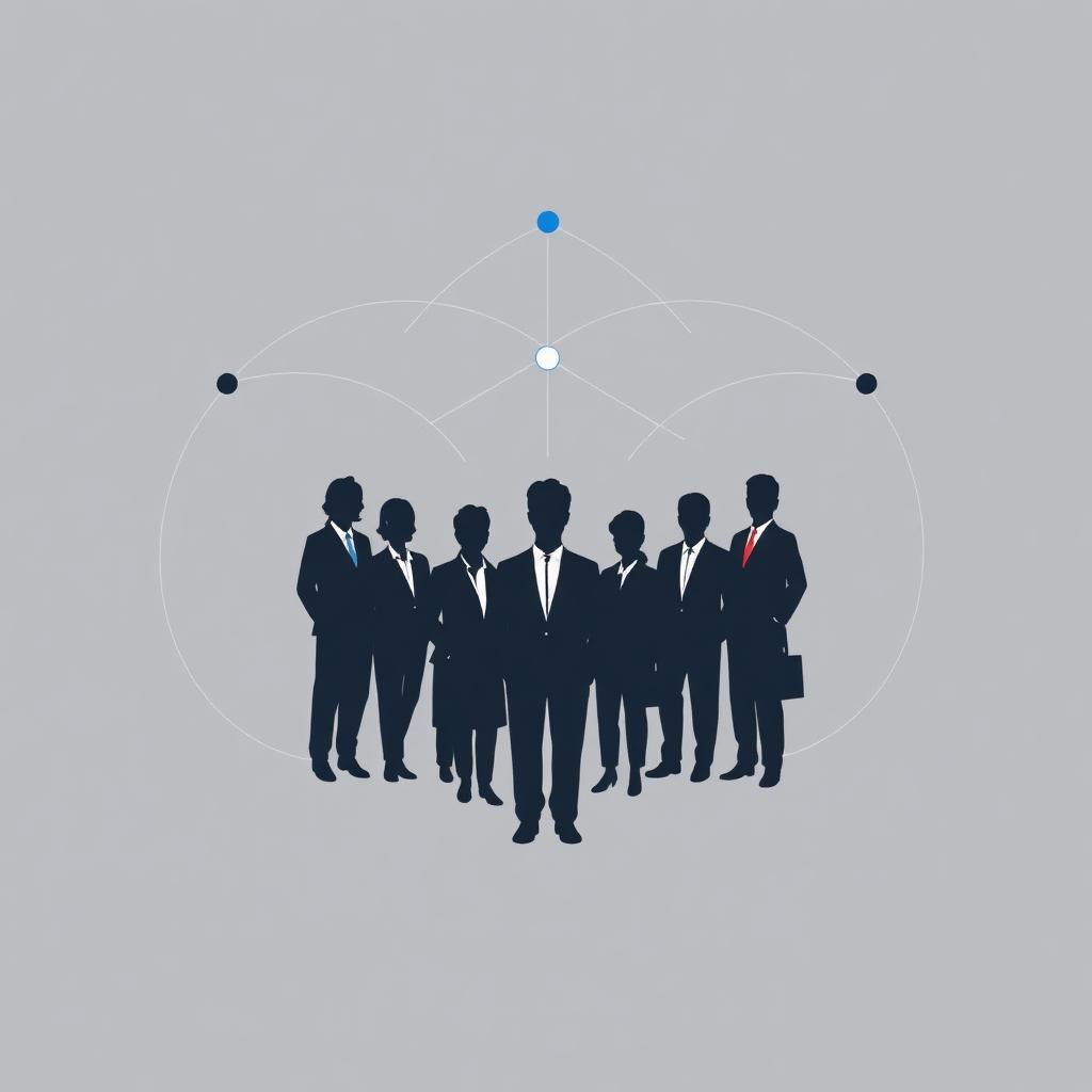 Abstract network of consultants coordinated around a central governance node